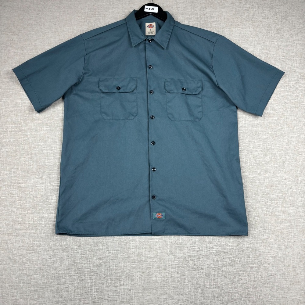 Dickies Mens Large Teal Short Sleeve Work Shirt Generation Trill Graphic Blue